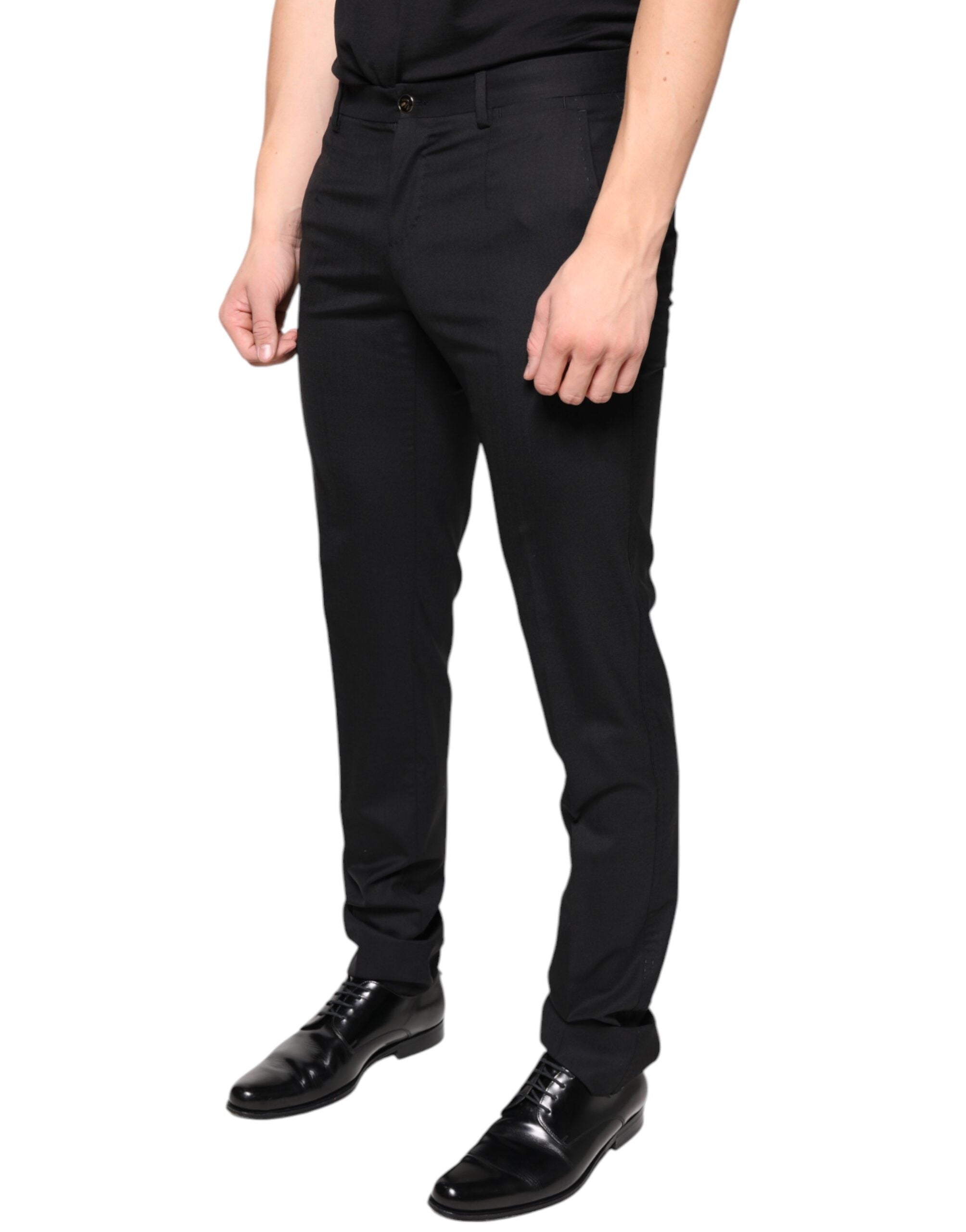 Dolce & Gabbana Men's Black Skinny Wool Suit Trousers