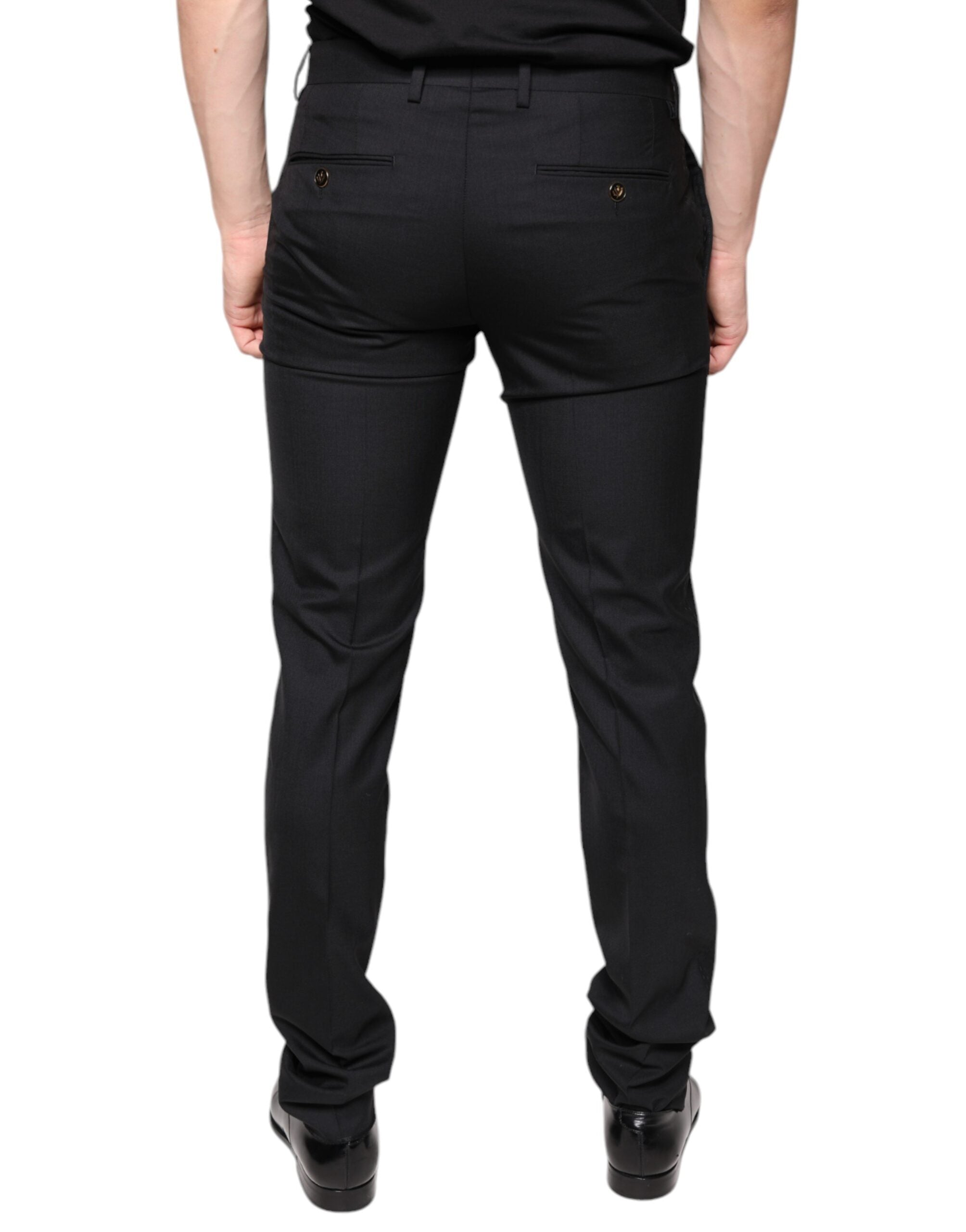 Dolce & Gabbana Men's Black Skinny Wool Suit Trousers