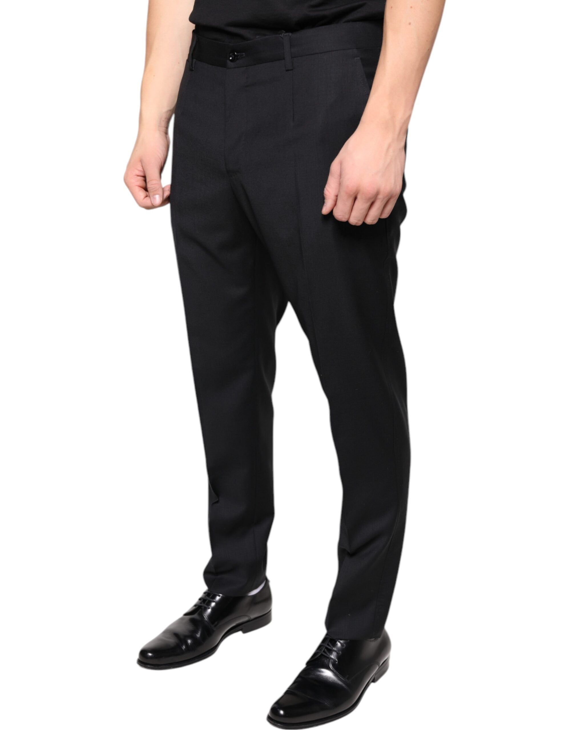 Dolce & Gabbana Men's Black Skinny Wool Suit Trousers