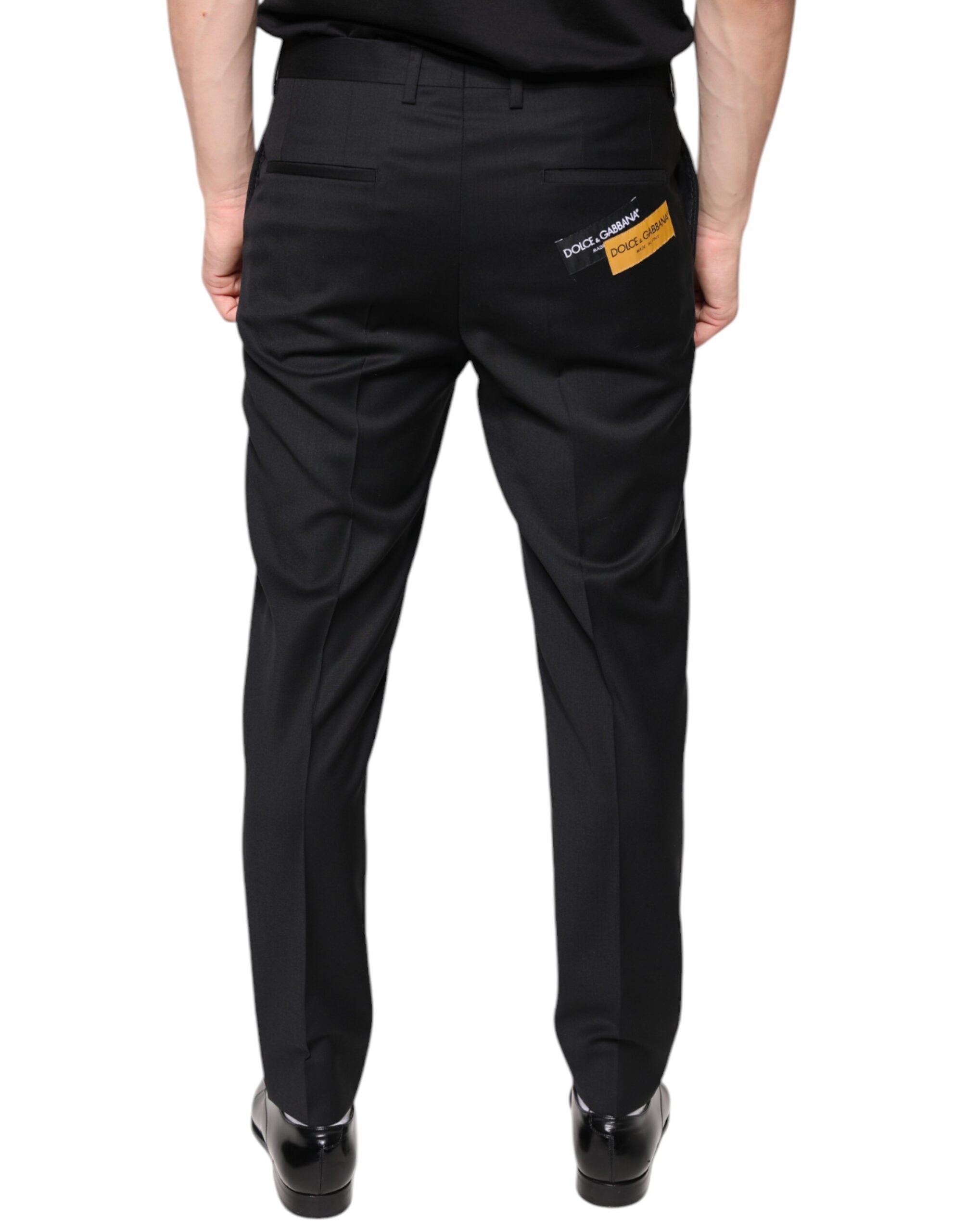 Dolce & Gabbana Men's Black Skinny Wool Suit Trousers