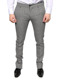 Dolce & Gabbana Grey Plaid Tartan Wool Skinny Pants