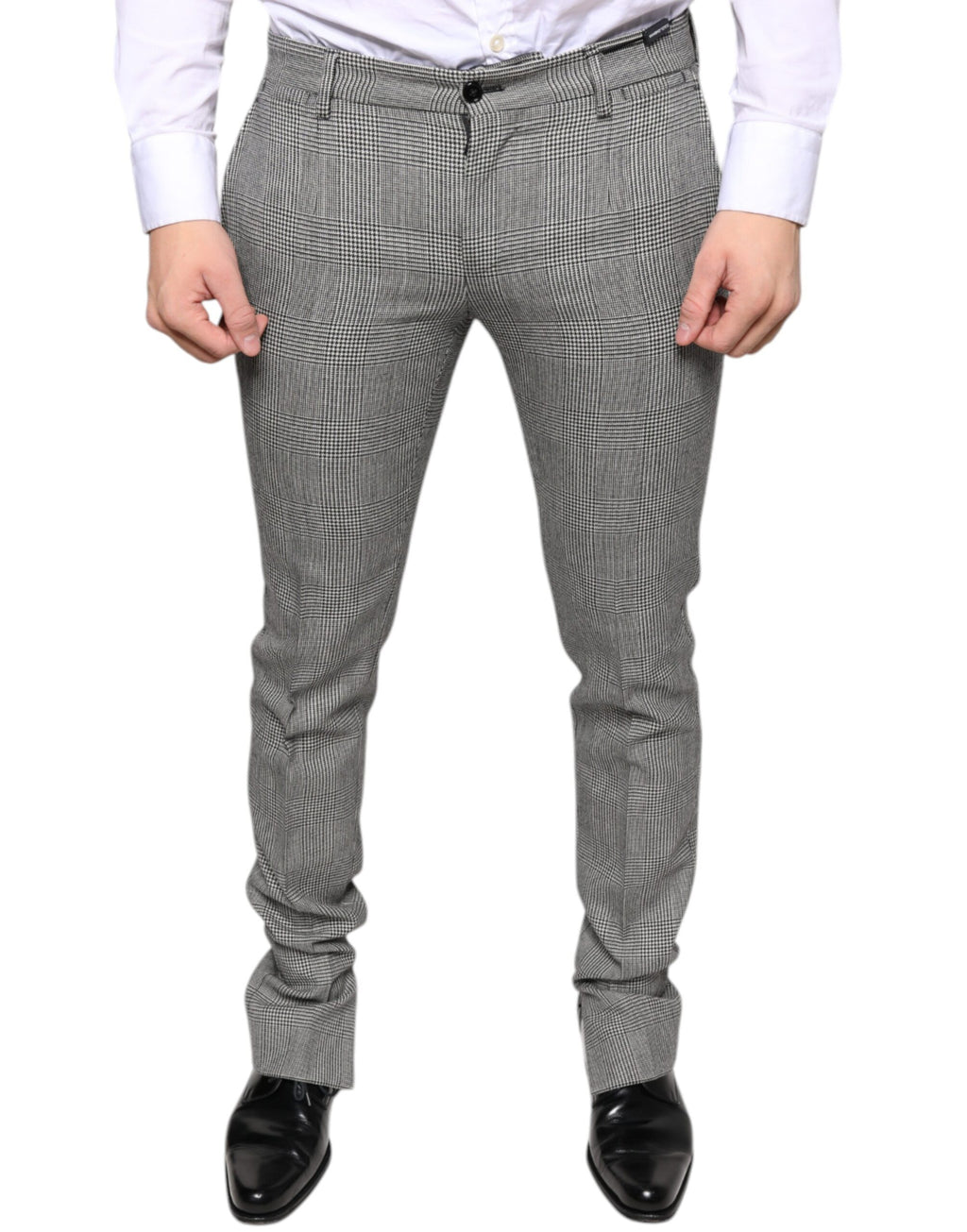 Dolce & Gabbana Grey Plaid Tartan Wool Skinny Pants