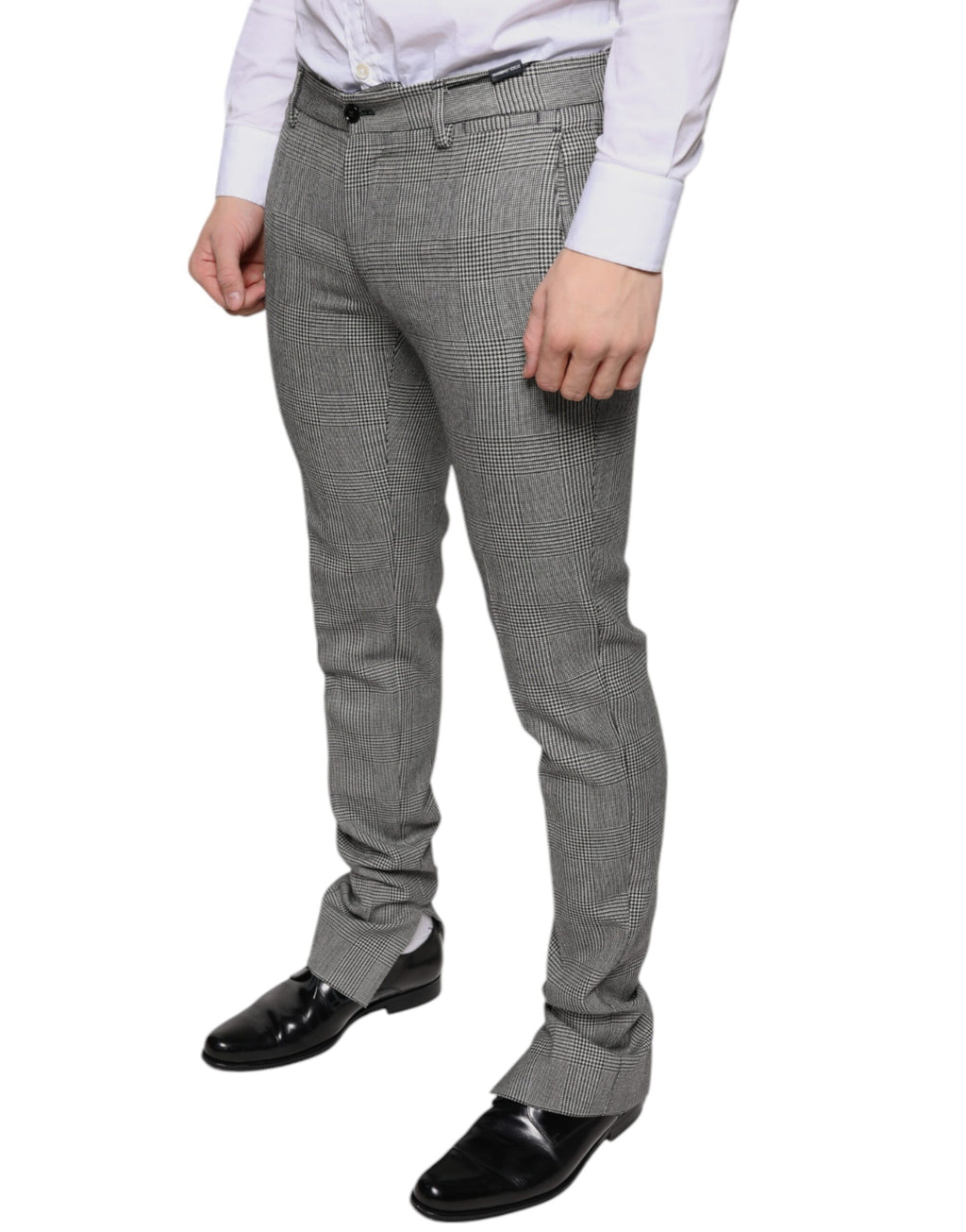 Dolce & Gabbana Grey Plaid Tartan Wool Skinny Pants
