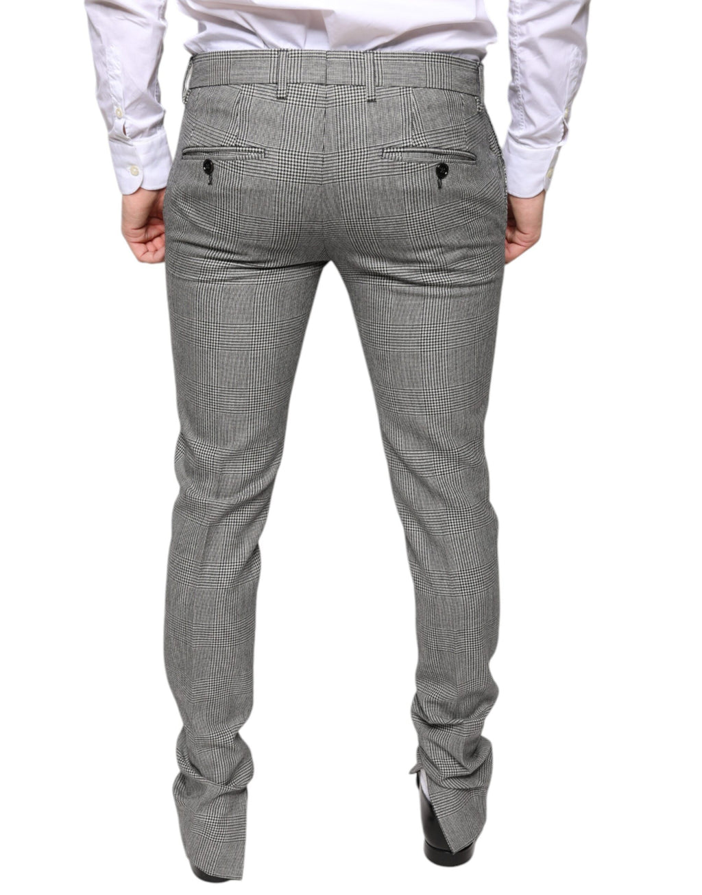 Dolce & Gabbana Grey Plaid Tartan Wool Skinny Pants