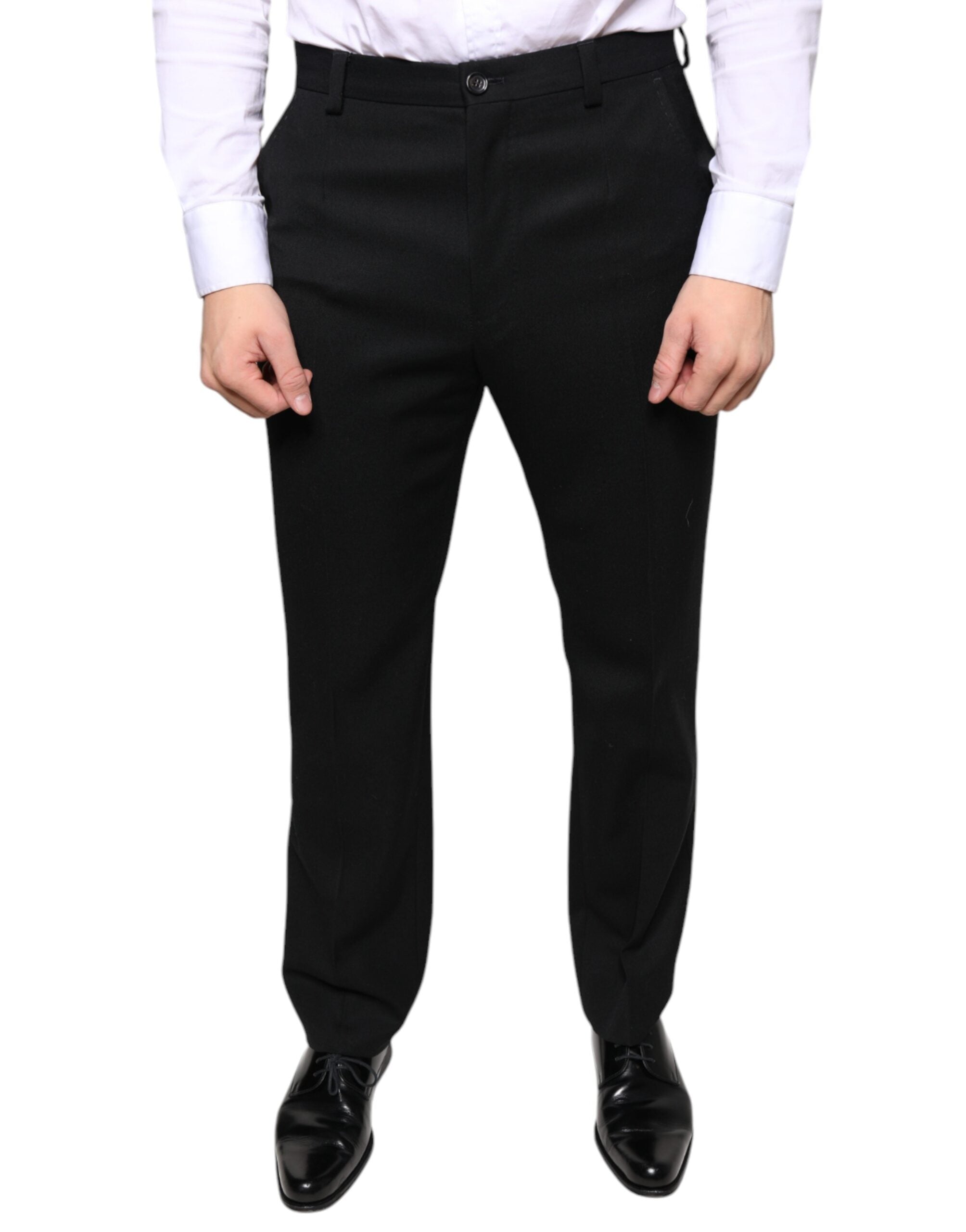 Dolce & Gabbana Men's Black Skinny Wool Suit Trousers