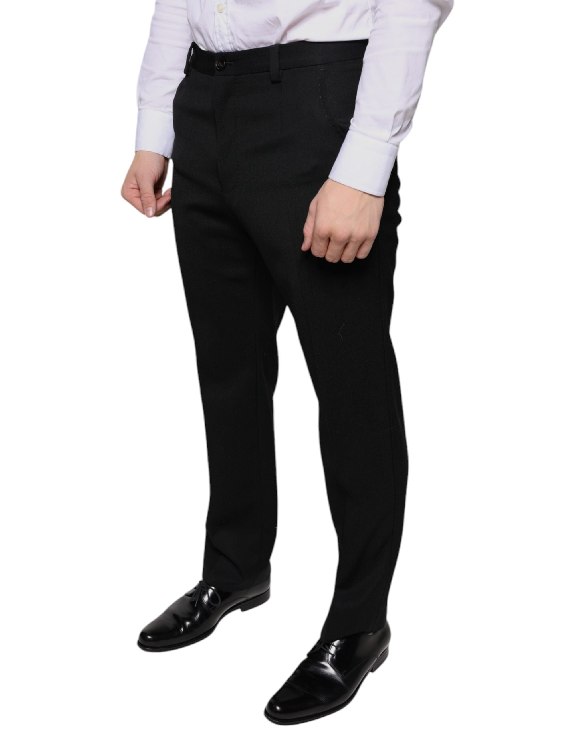 Dolce & Gabbana Men's Black Skinny Wool Suit Trousers