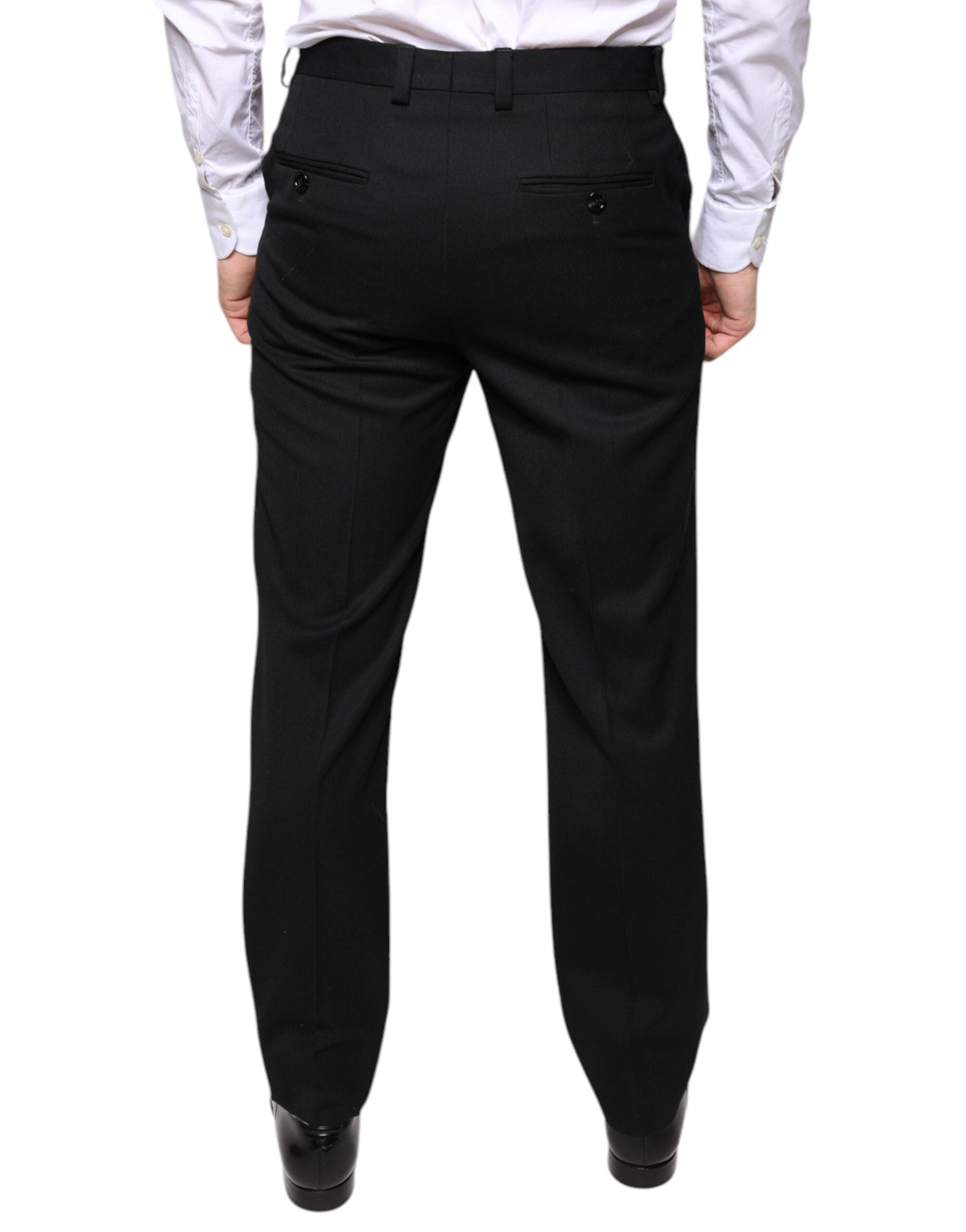 Dolce & Gabbana Men's Black Skinny Wool Suit Trousers