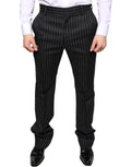 Dolce & Gabbana Black Striped Skinny Men's Suit Pants