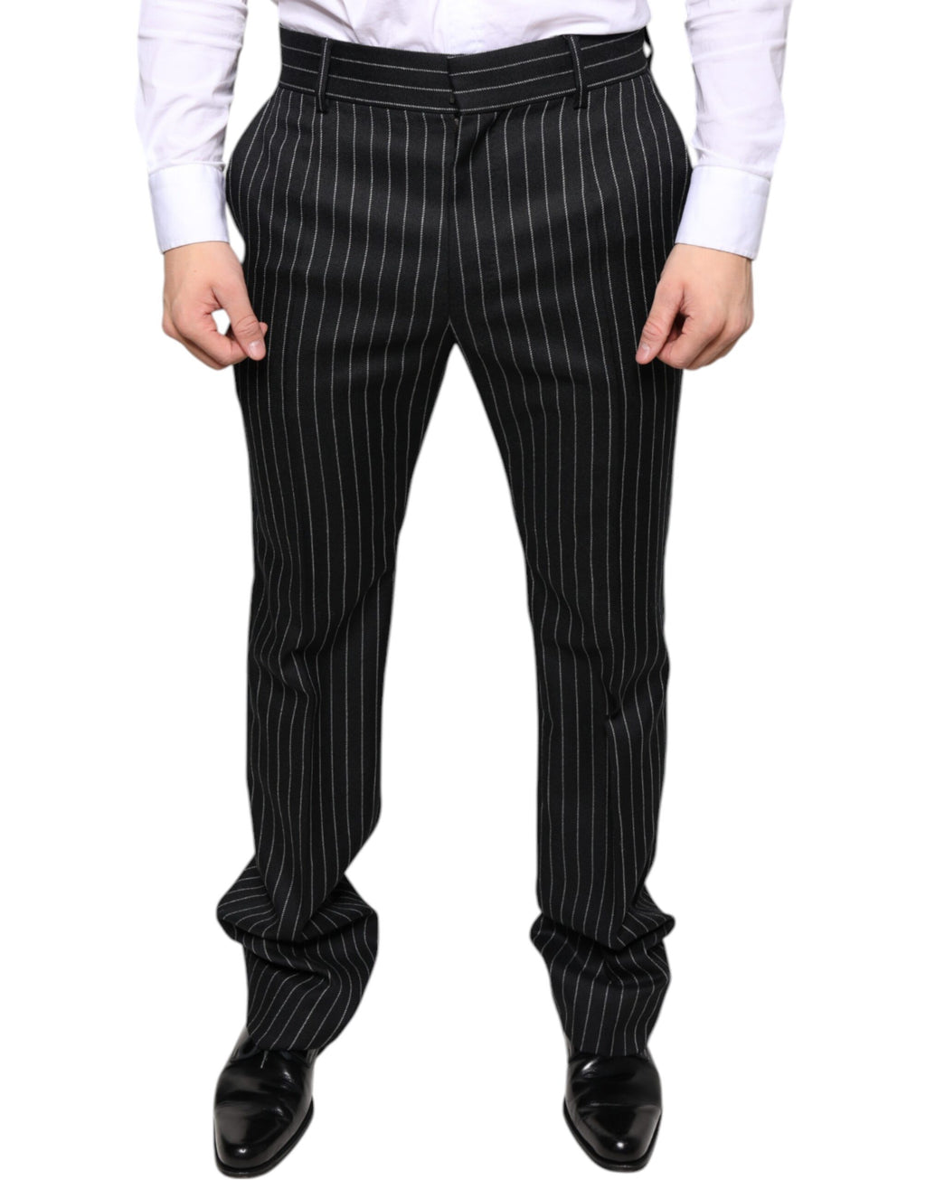 Dolce & Gabbana Black Striped Skinny Men's Suit Pants