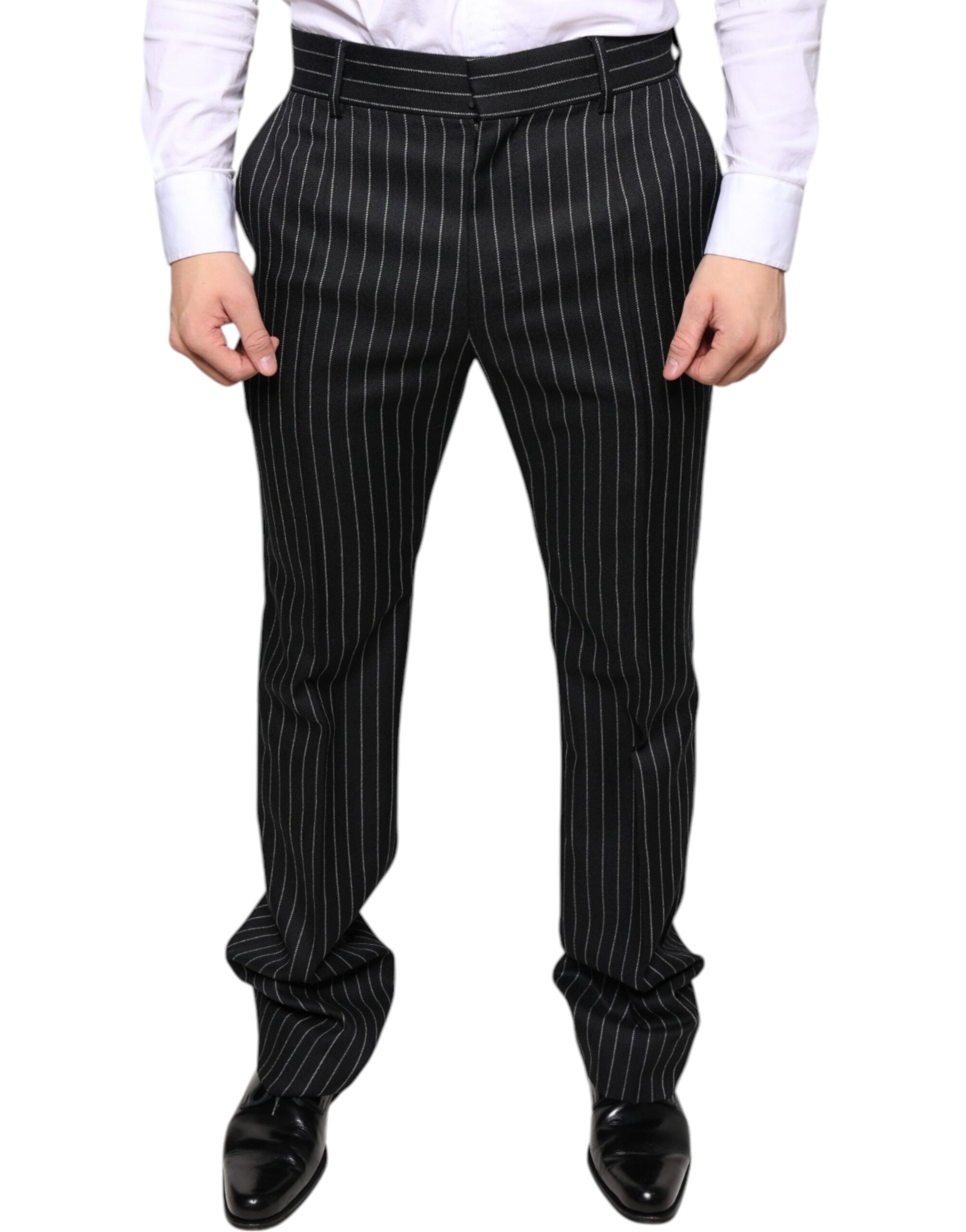 Dolce & Gabbana Black Striped Skinny Men's Suit Pants
