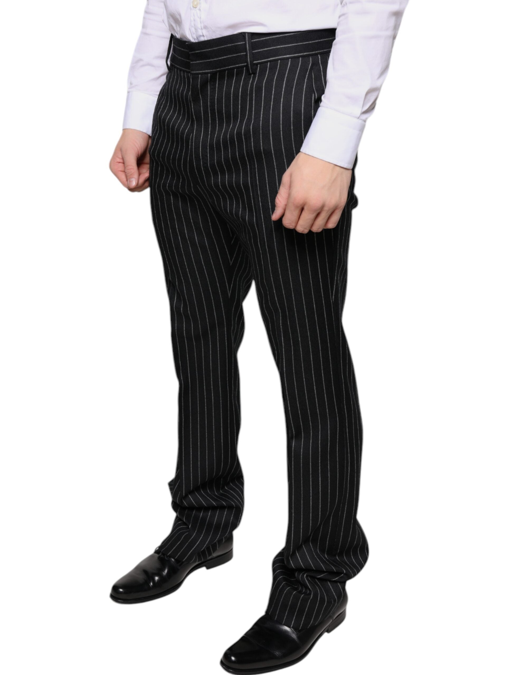 Dolce & Gabbana Black Striped Skinny Men's Suit Pants