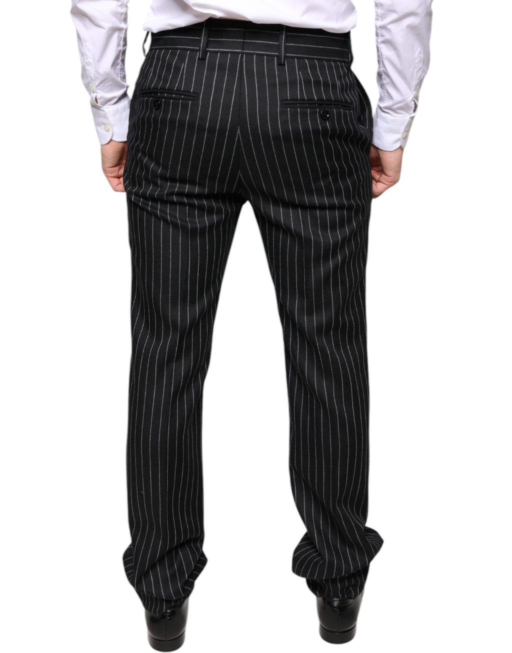 Dolce & Gabbana Black Striped Skinny Men's Suit Pants