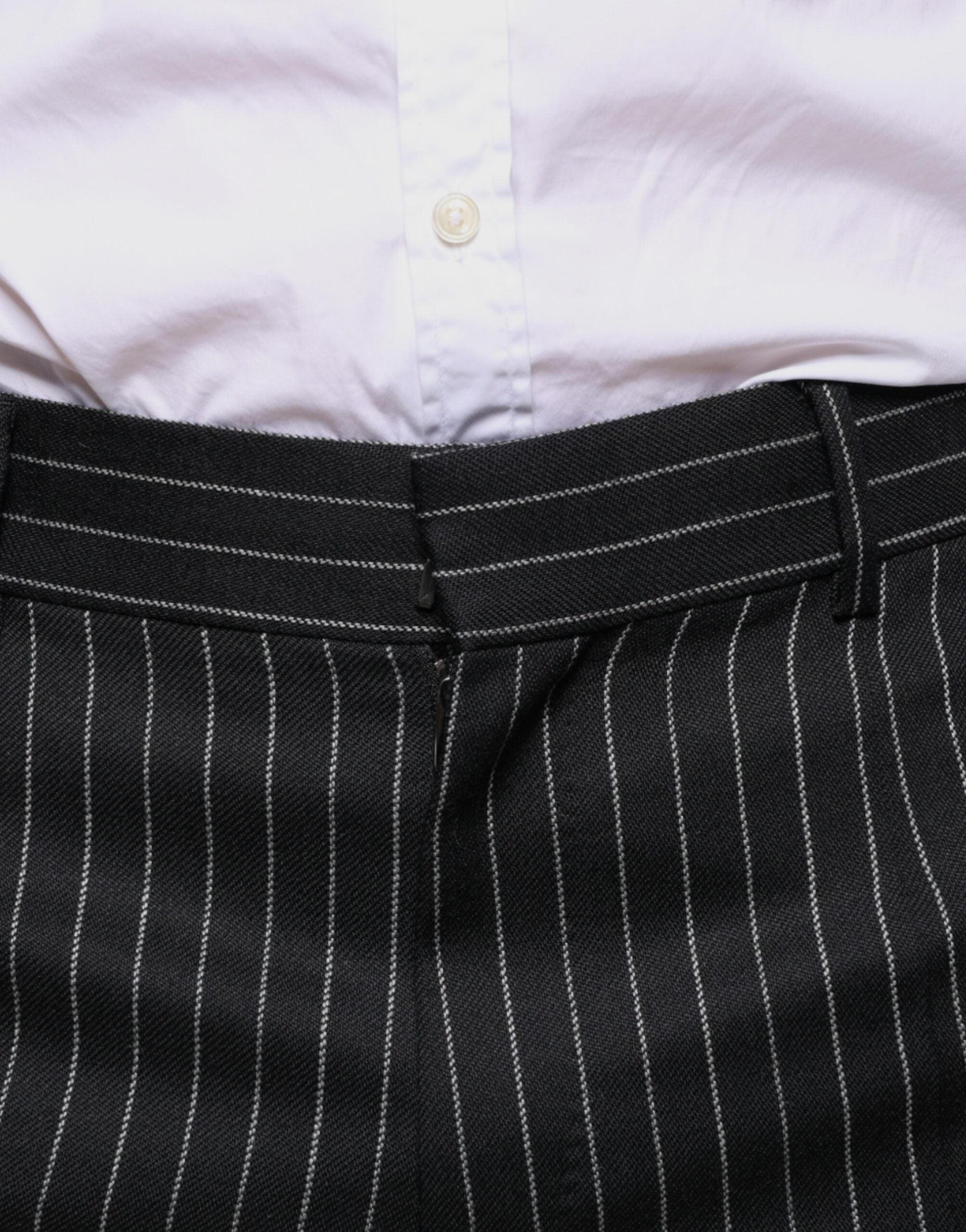 Dolce & Gabbana Black Striped Skinny Men's Suit Pants