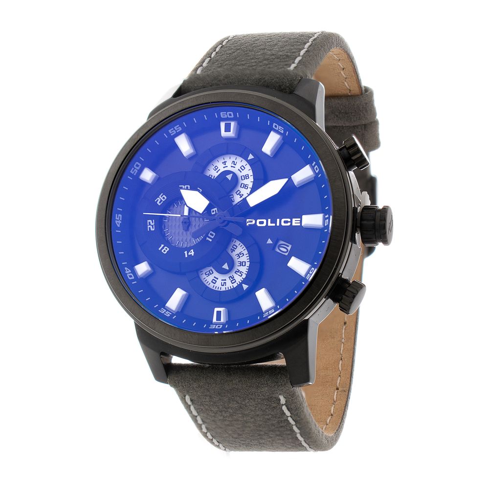 Police Elegant Grey Leather Wristwatch
