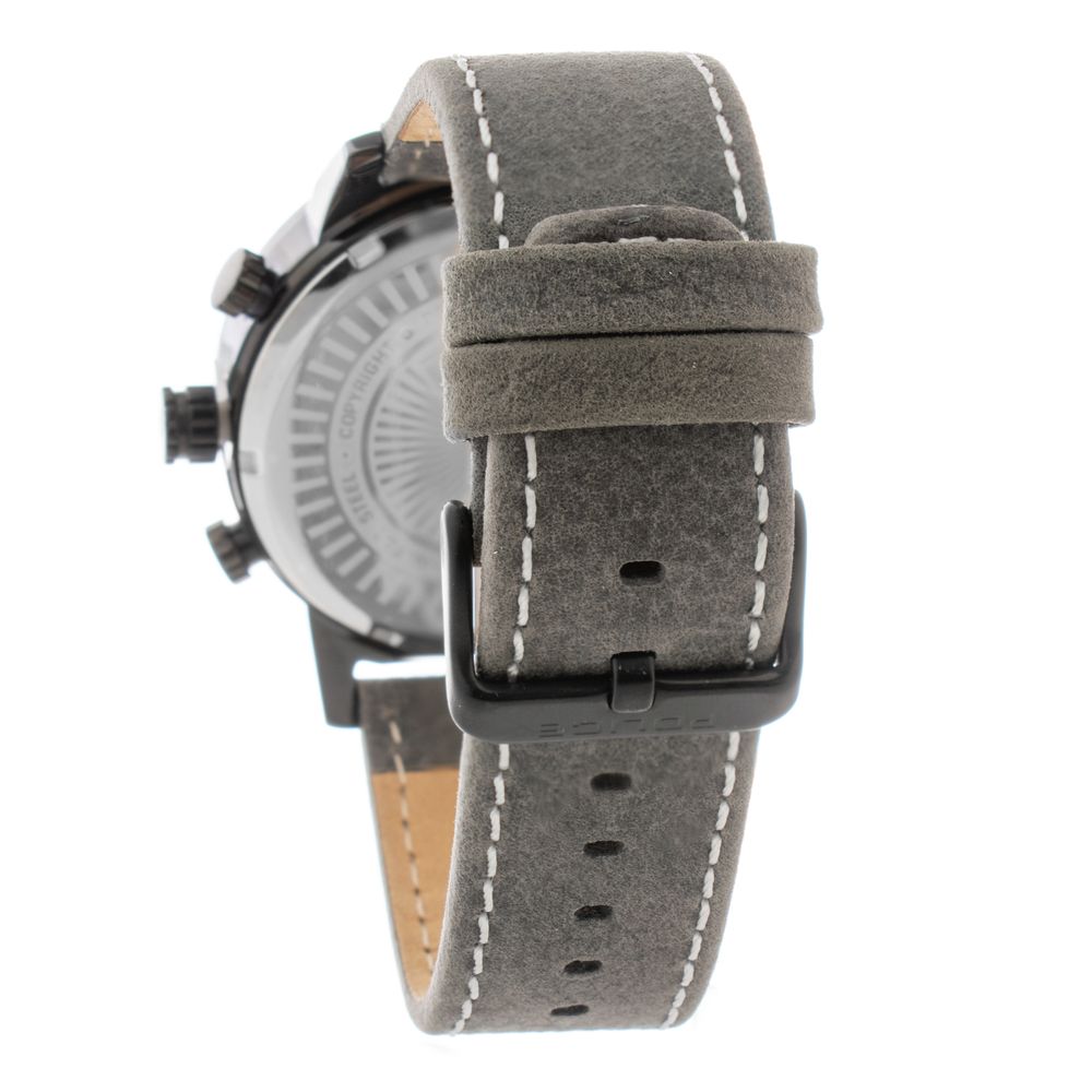 Police Elegant Grey Leather Wristwatch