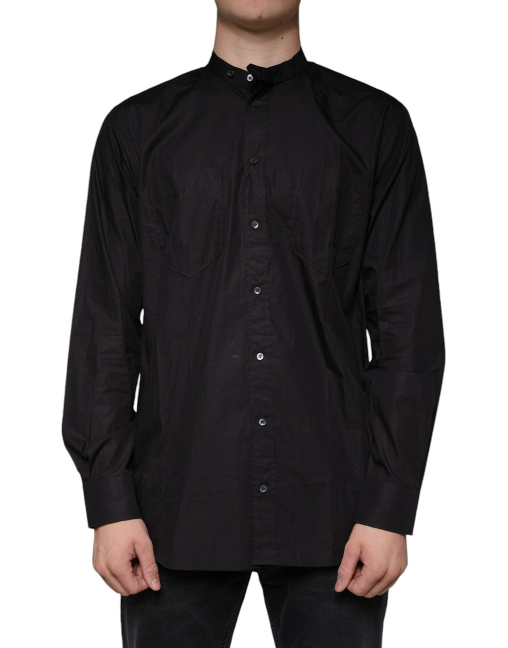 Dolce & Gabbana Schwarzes Button Down Hemd aus Baumwolle für Männer