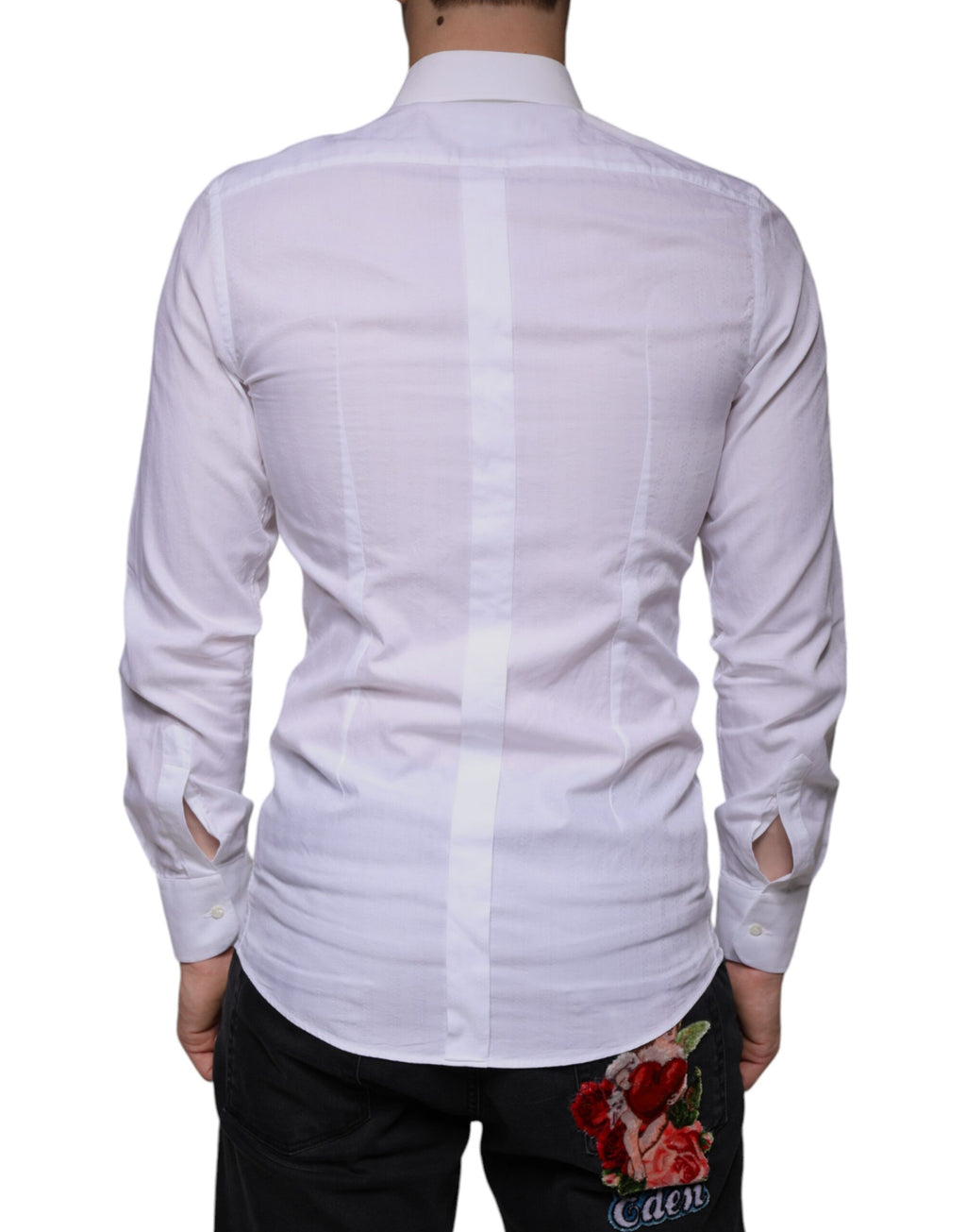 Dolce & Gabbana White Cotton Shirt GOLD Formal Shirt for Men