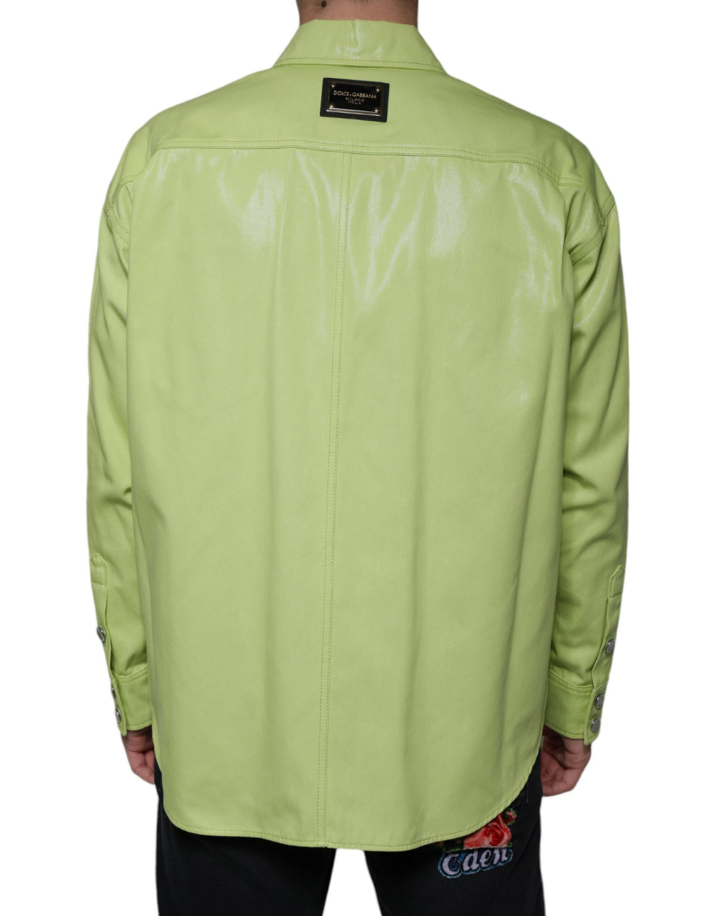 Dolce & Gabbana Men's Green Cotton Collared Button-Down Shirt