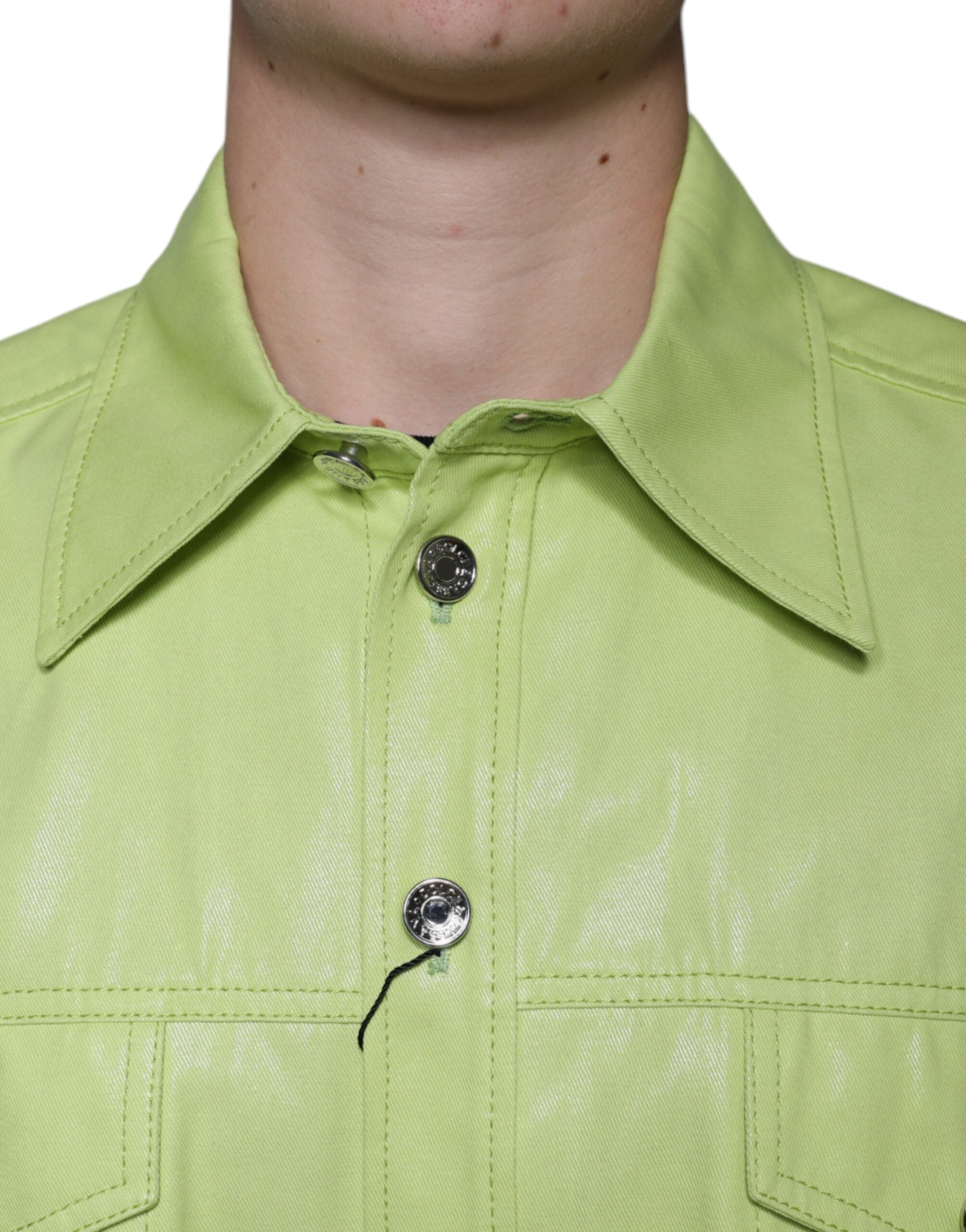 Dolce & Gabbana Men's Green Cotton Collared Button-Down Shirt