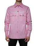 Dolce & Gabbana Rosa Button-Down-Hemd aus Baumwolle mit Kragen