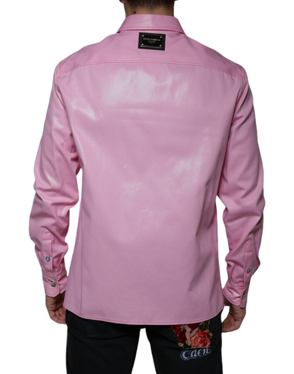 Dolce & Gabbana Rosa Button-Down-Hemd aus Baumwolle mit Kragen
