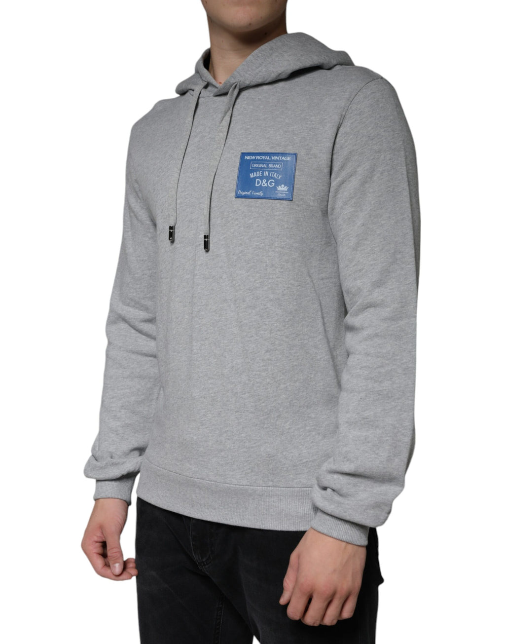 Dolce & Gabbana Grey Cotton Logo Hoodie Sweatshirt
