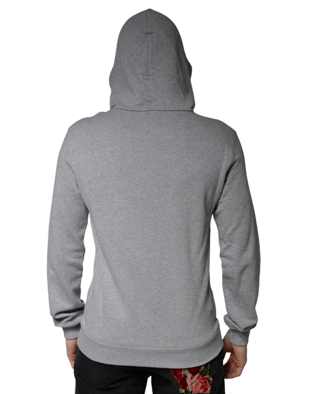 Dolce & Gabbana Grey Cotton Logo Hoodie Sweatshirt