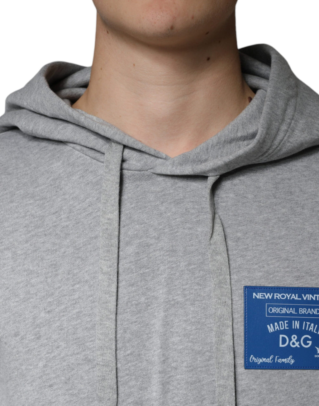 Dolce & Gabbana Grey Cotton Logo Hoodie Sweatshirt