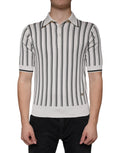 Dolce & Gabbana White and black striped short-sleeve polo shirt