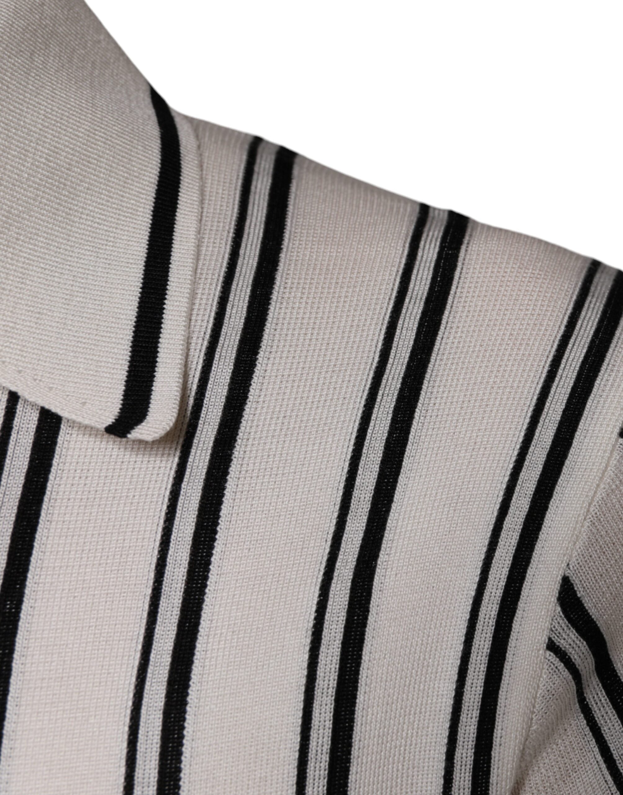 Dolce & Gabbana White and black striped short-sleeve polo shirt