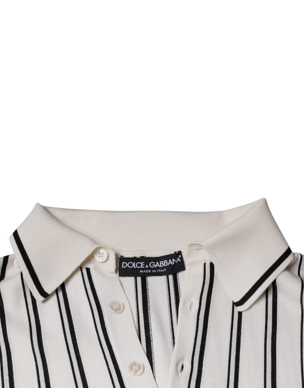 Dolce & Gabbana White and black striped short-sleeve polo shirt