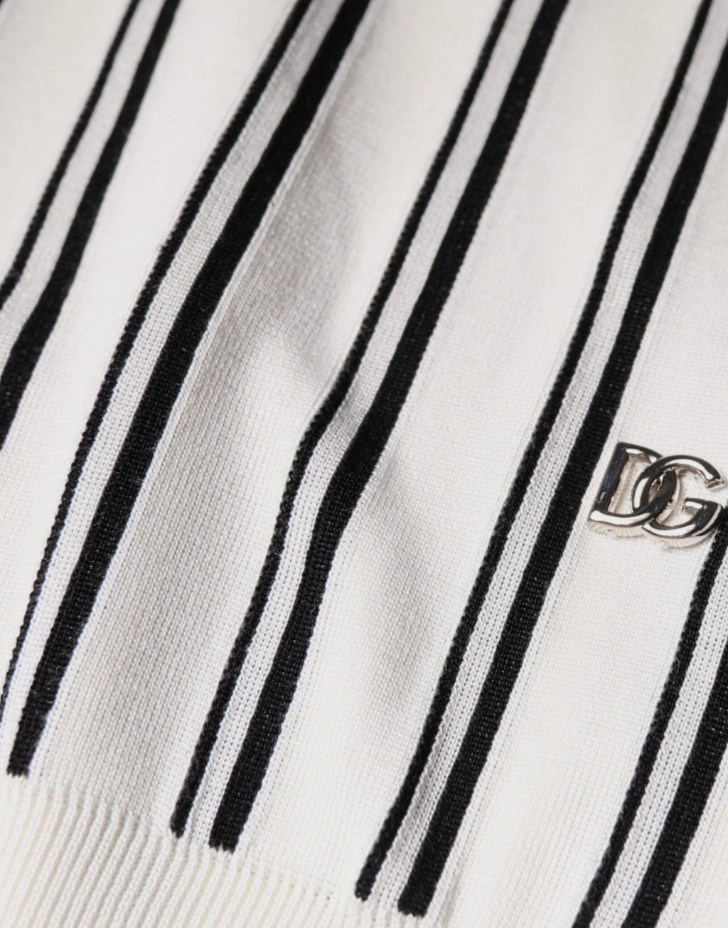 Dolce & Gabbana White and black striped short-sleeve polo shirt