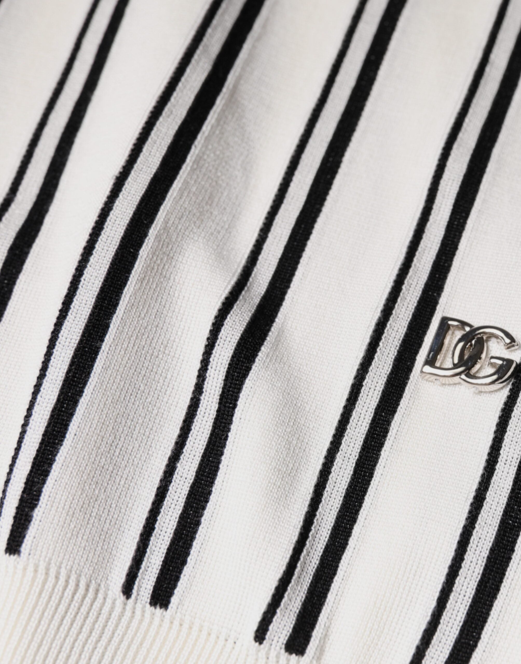Dolce & Gabbana White and black striped short-sleeve polo shirt