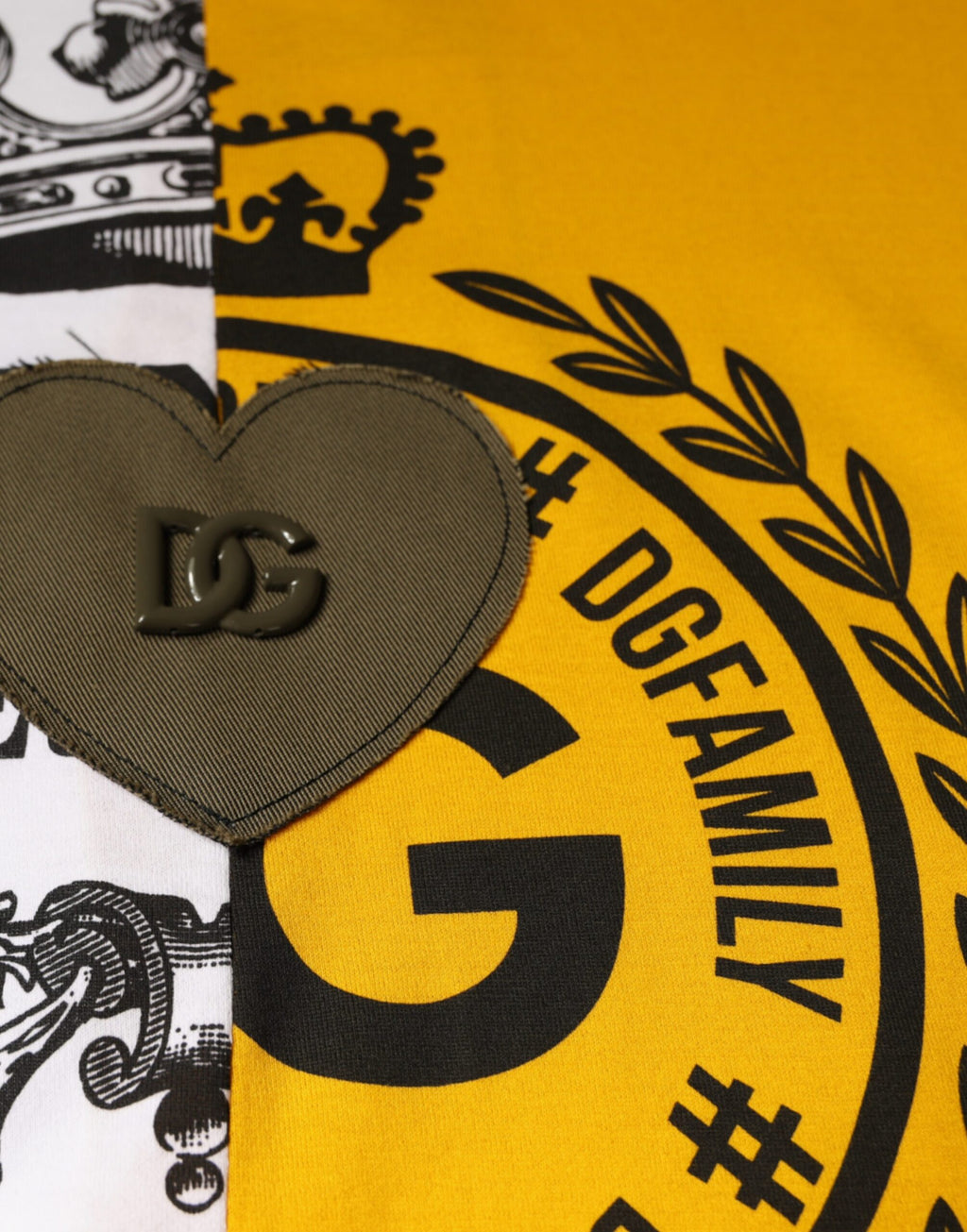 Dolce & Gabbana White Yellow Logo Print Short Sleeve T-Shirt