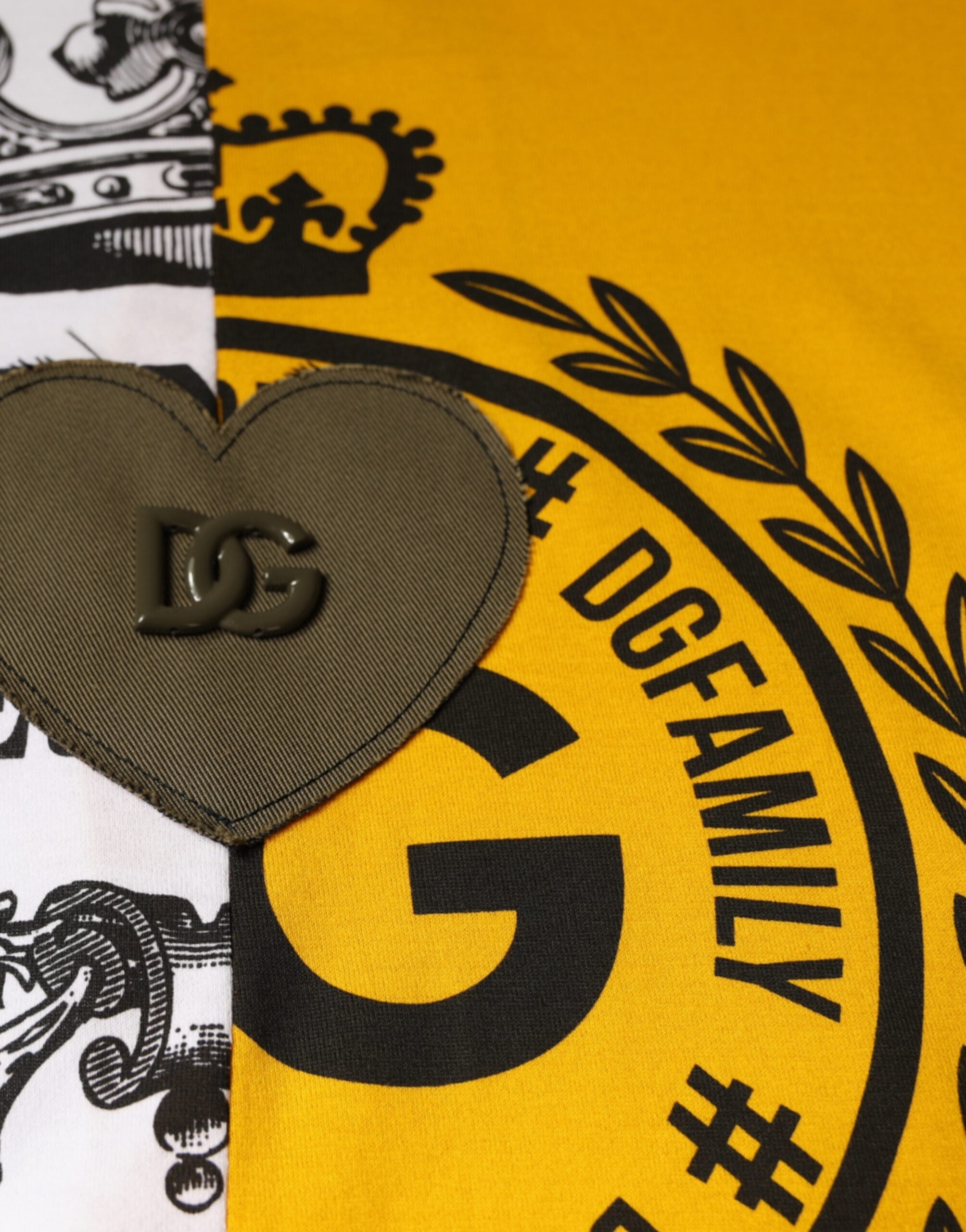 Dolce & Gabbana White Yellow Logo Print Short Sleeve T-Shirt