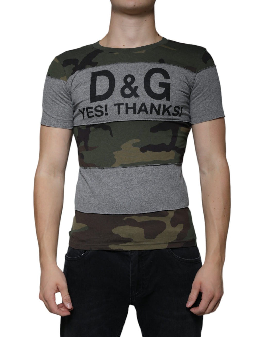 Dolce & Gabbana Multicolor Camouflage Crew Neck Cotton T-Shirt