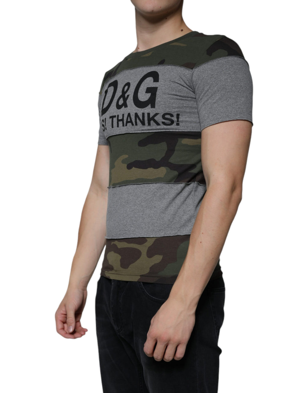 Dolce & Gabbana Multicolor Camouflage Crew Neck Cotton T-Shirt