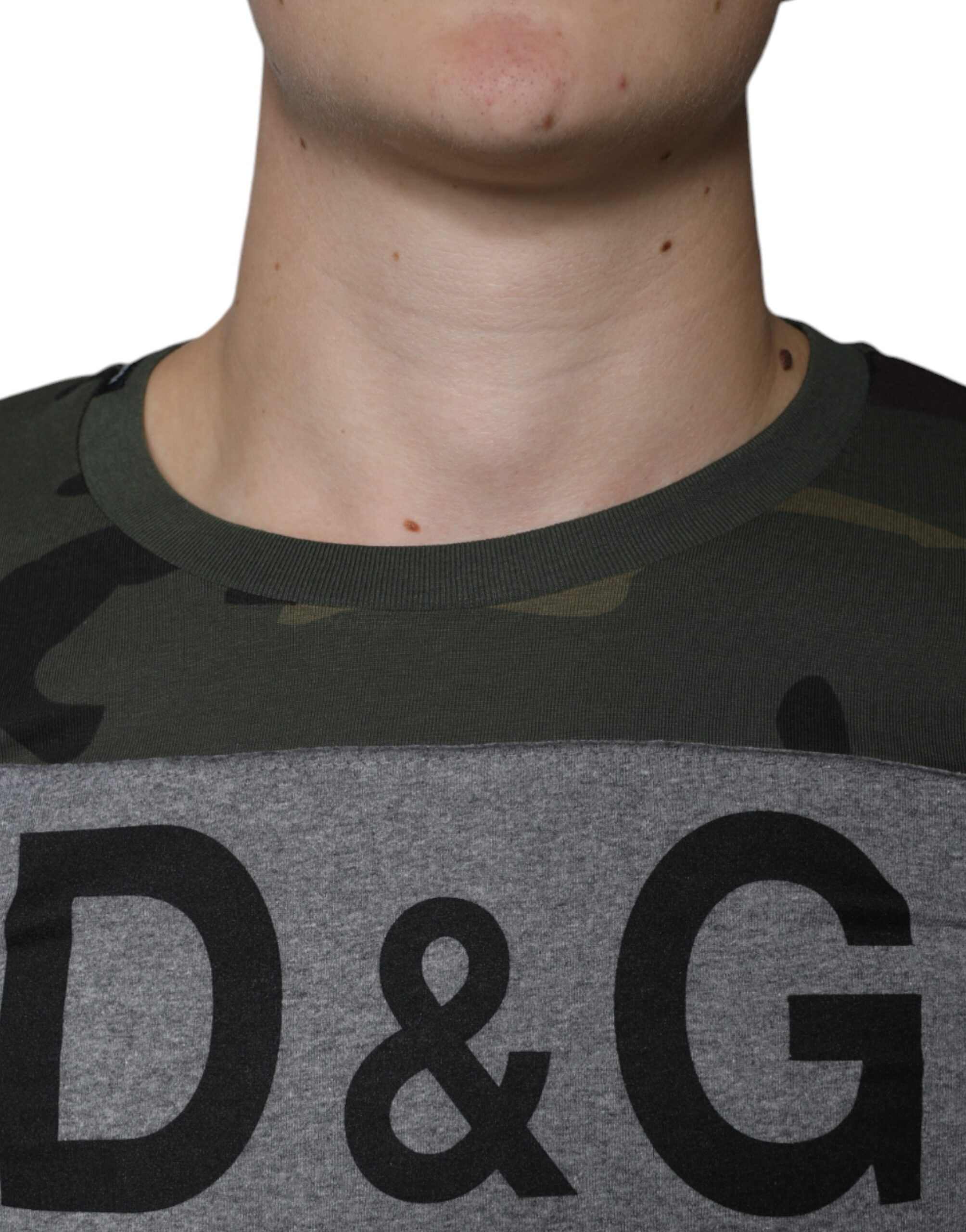 Dolce & Gabbana Multicolor Camouflage Crew Neck Cotton T-Shirt