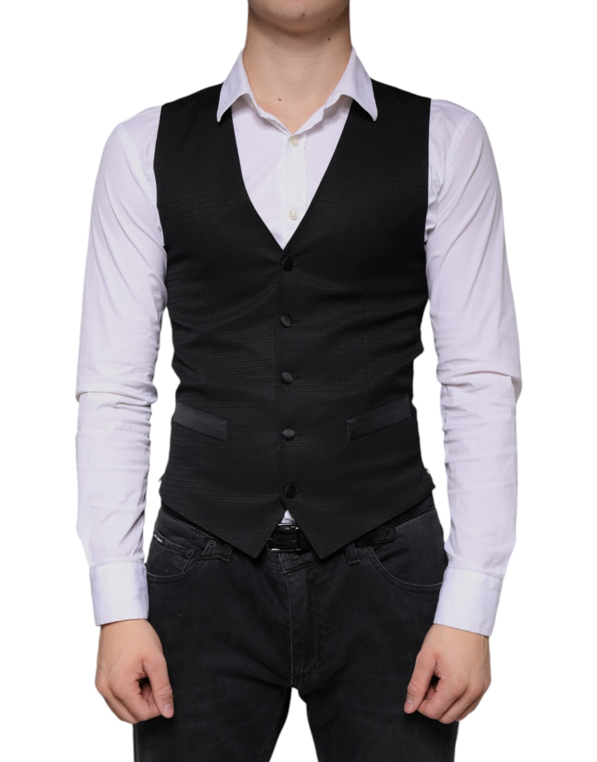Dolce & Gabbana Schwarze Wollweste Kleid Formelle Weste