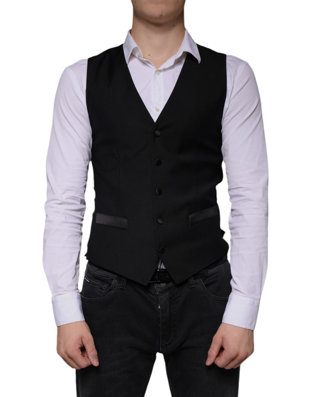 Dolce & Gabbana Black Wool Vest Dress Formal Waistcoat
