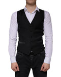 Dolce & Gabbana Black Wool Vest Dress Formal Waistcoat