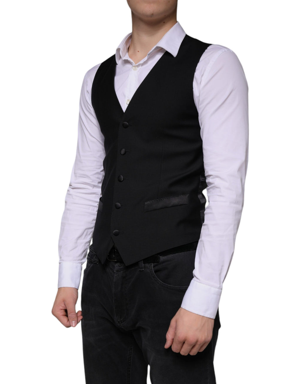 Dolce & Gabbana Black Wool Vest Dress Formal Waistcoat
