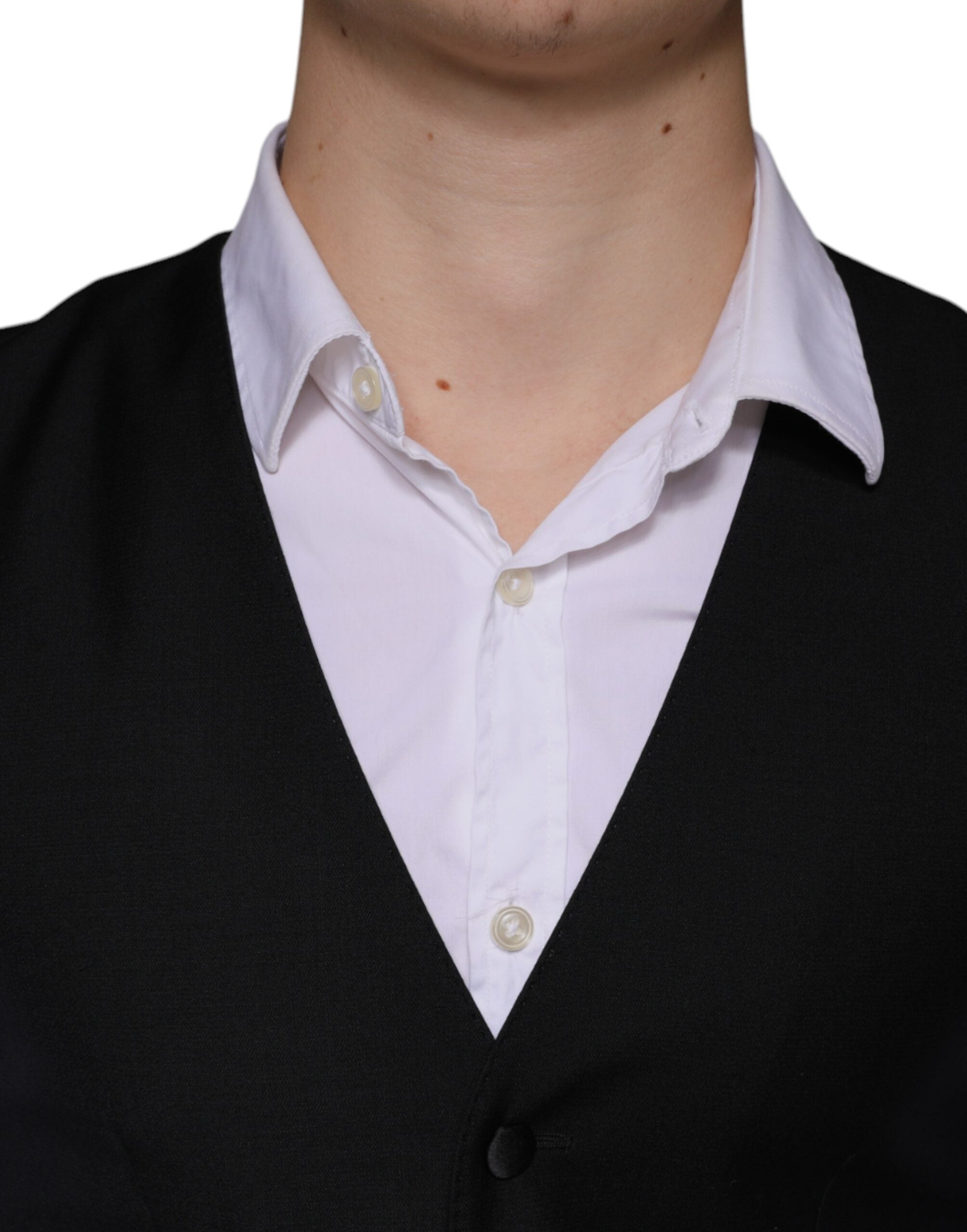 Dolce & Gabbana Black Wool Vest Dress Formal Waistcoat