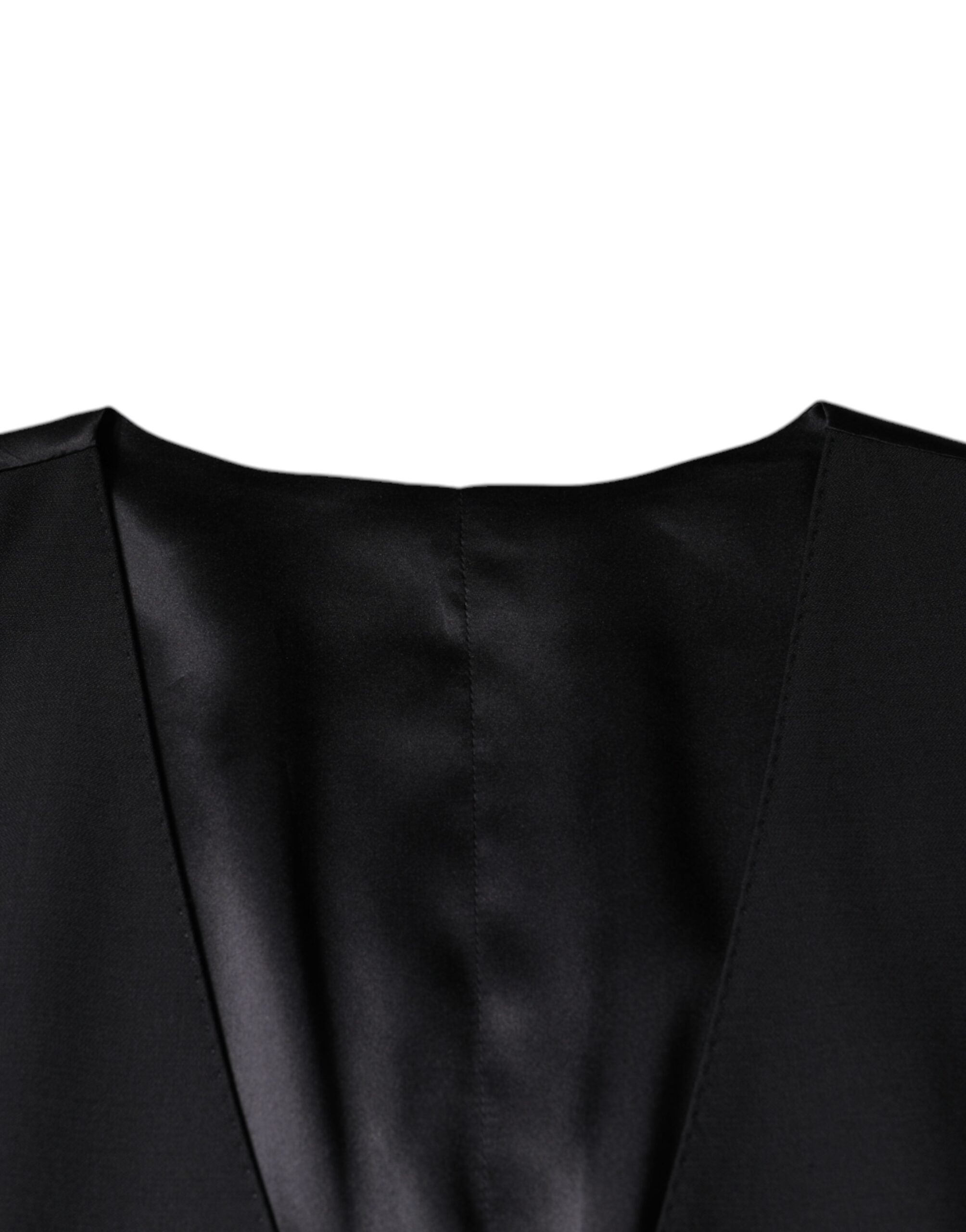 Dolce & Gabbana Black Wool Vest Dress Formal Waistcoat