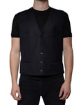 Dolce & Gabbana Black Wool Vest Dress Formal Waistcoat