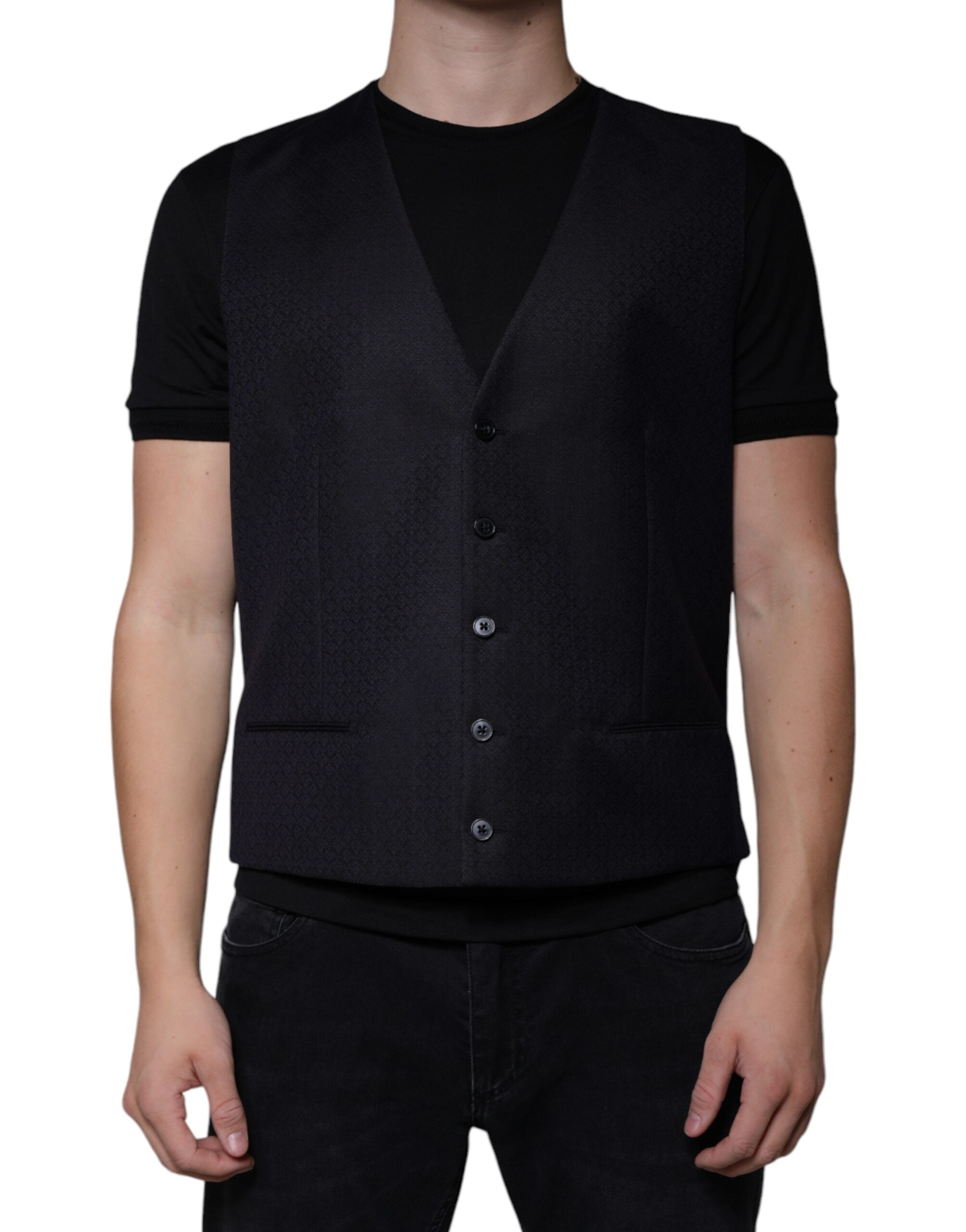 Dolce & Gabbana Black Wool Vest Dress Formal Waistcoat