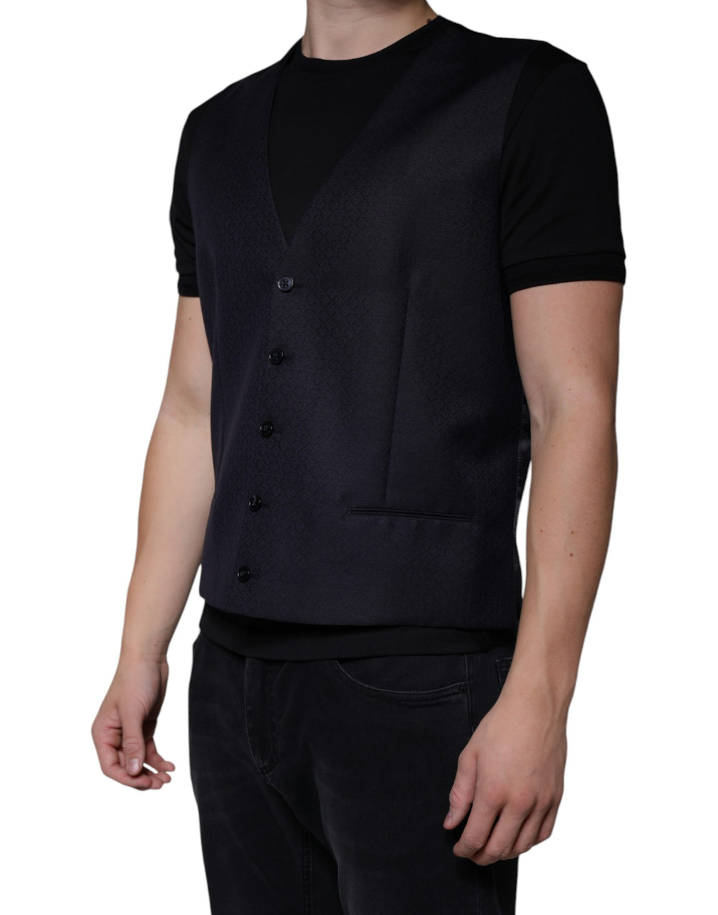 Dolce & Gabbana Black Wool Vest Dress Formal Waistcoat