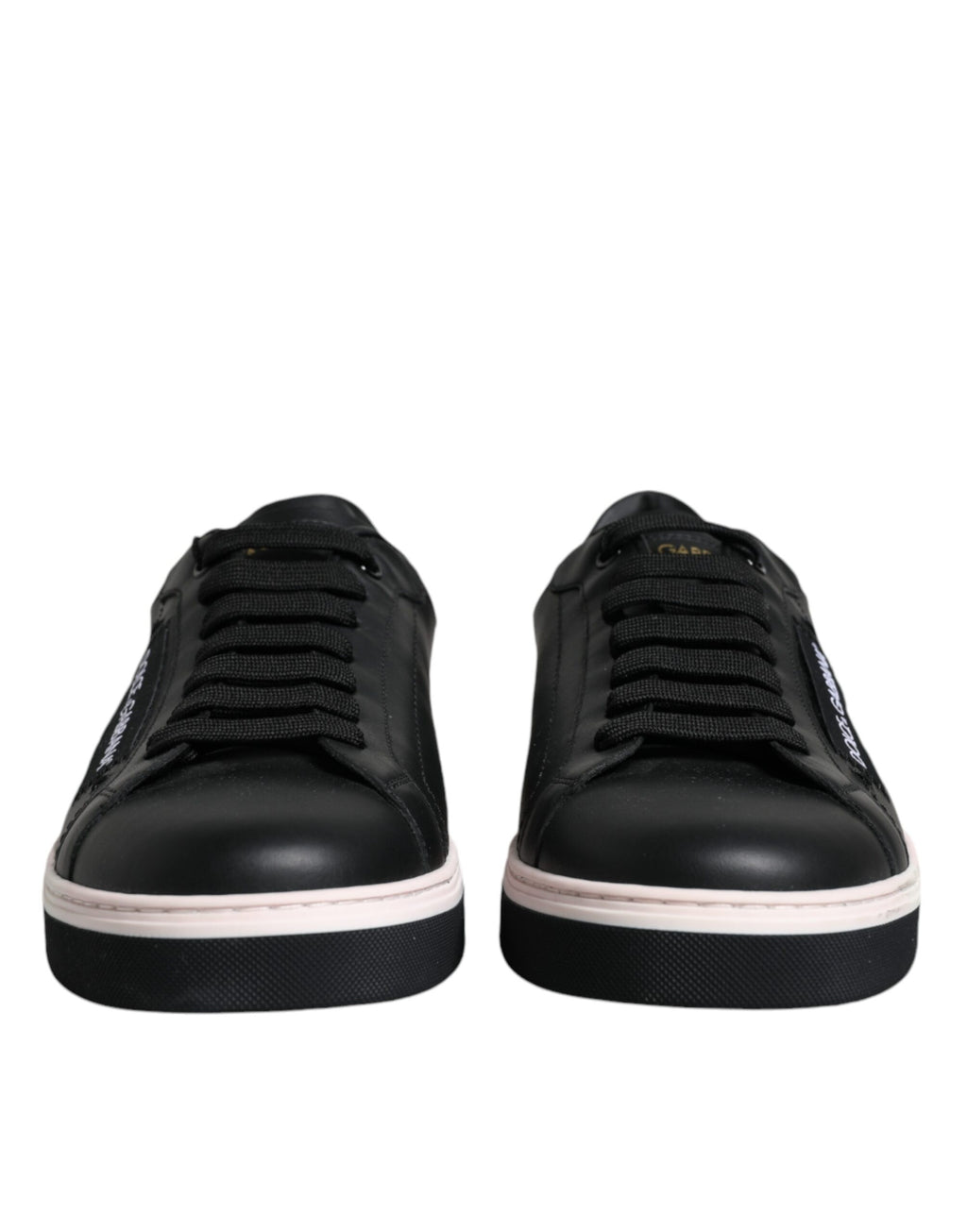 Dolce & Gabbana Black Leather Low Top Men's Sneakers Shoes