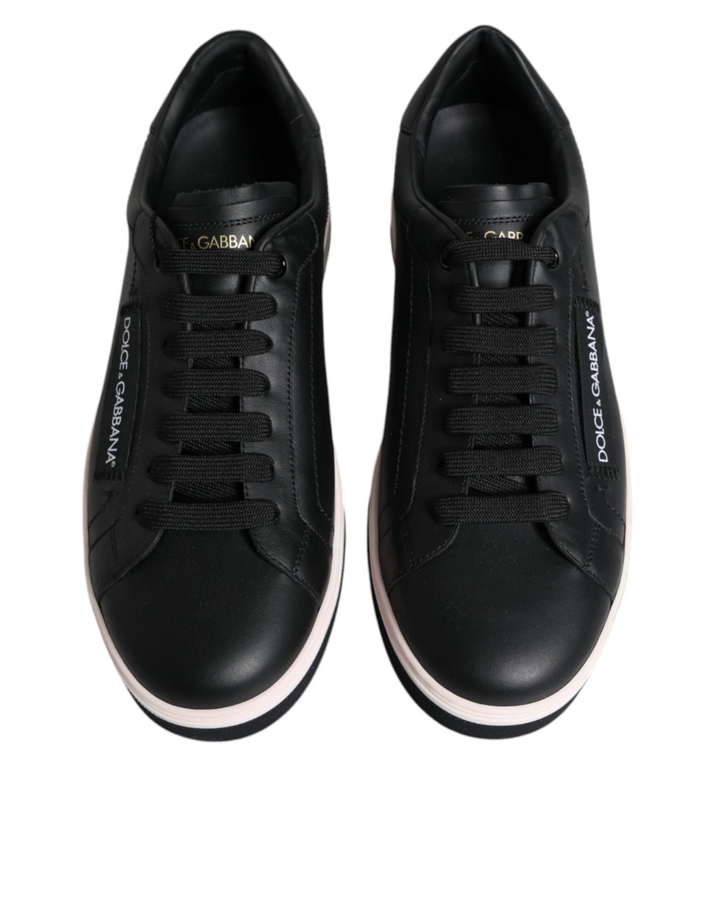 Dolce & Gabbana Black Leather Low Top Men's Sneakers Shoes