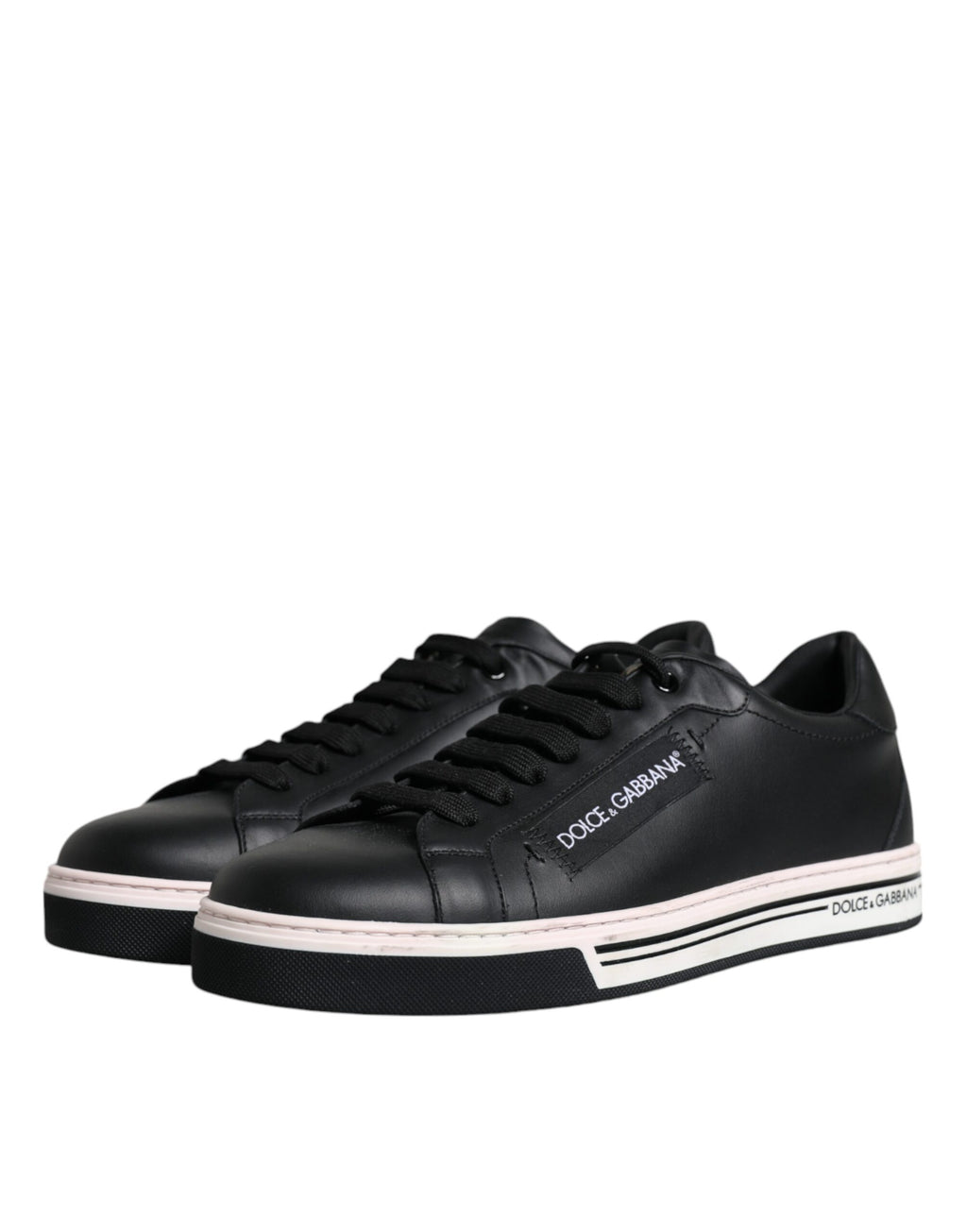 Dolce & Gabbana Black Leather Low Top Men's Sneakers Shoes